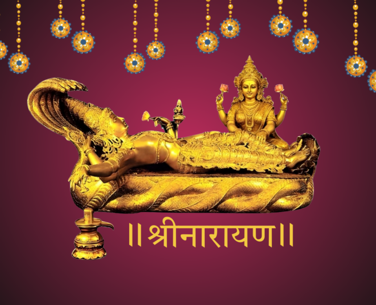 श्रीनारायण भगवान के शेषशायी रूप का पावन दृश्य
